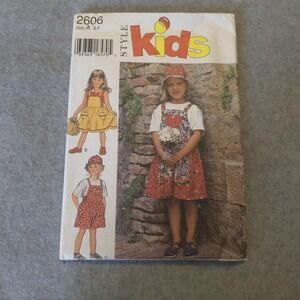 Vintage Style 2606 Kids Sewing Pattern Dress Jumper Romper Sz 2-7 UNCUT